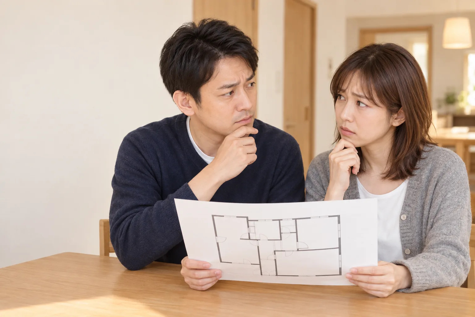 リフォームの見積書を前に迷う夫婦